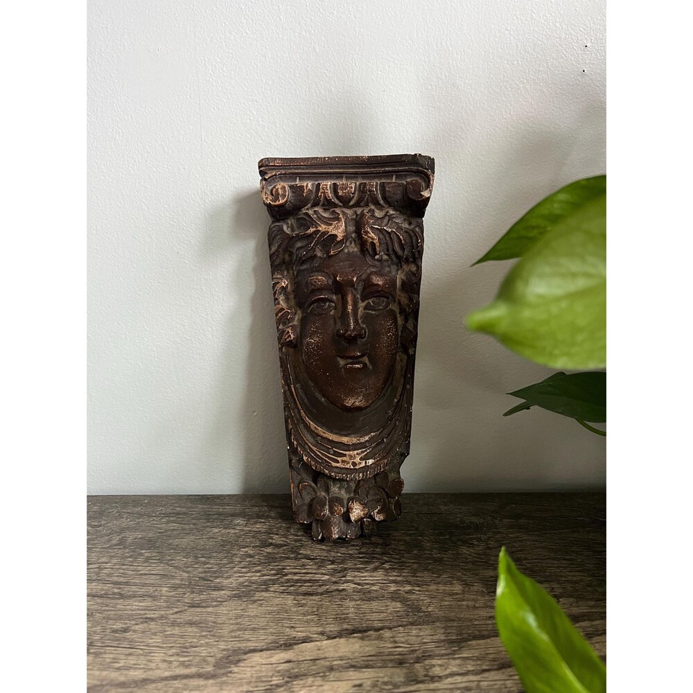 Vintage Hand-carved Wooden Corbel Bracket Shelf